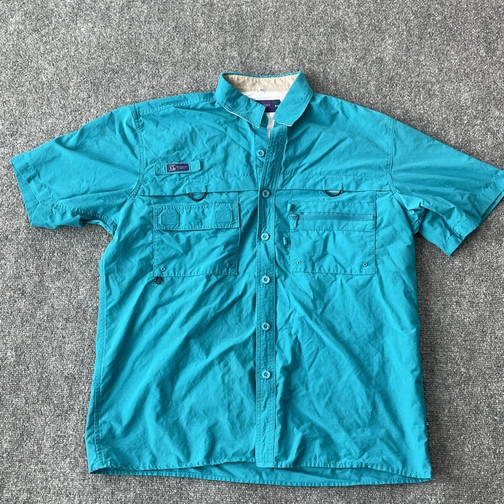 KE  Shirt Mens Medium Performance Technology Fishing Outdoor Hiking Short Sleeve